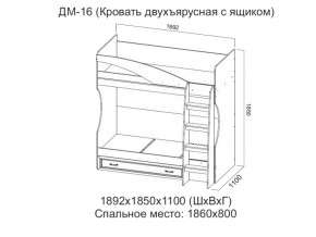 ДМ-16 Кровать двухъярусная с ящиком в Волчанске - volchansk.magazin-mebel74.ru | фото