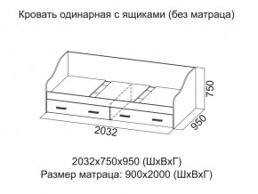 Кровать одинарная с ящиками (Без матраца 0,9*2,0) в Волчанске - volchansk.magazin-mebel74.ru | фото